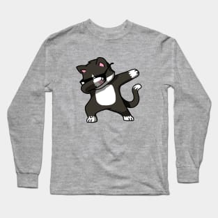 Dabbing Cat Funny Shirt Dab Hip Hop Dabbing Kitten Long Sleeve T-Shirt